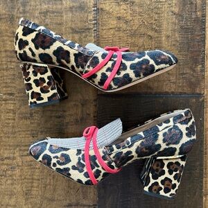 Antonio Melani Ahmber Plaid Leopard Printed, Plaid, Bow Detail calf skin Pumps